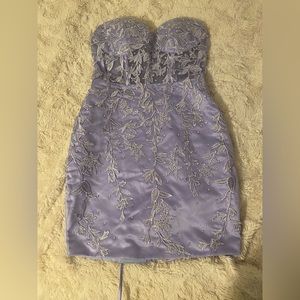 Purple Strapless Floral Corset Short Homecoming Dress